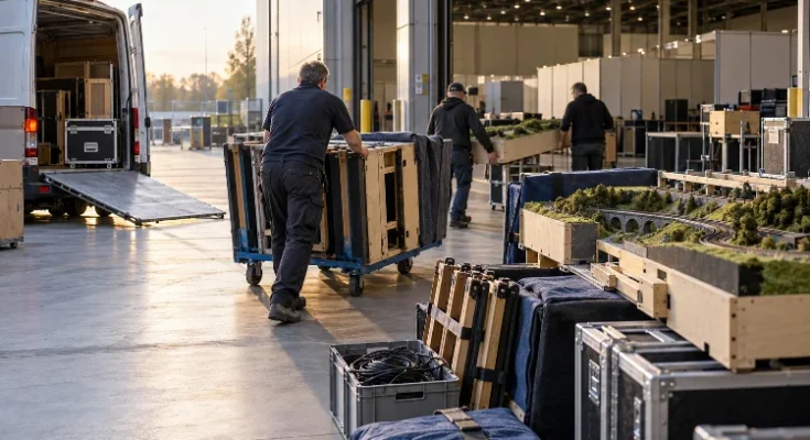 Optimizing Railway Exhibition Layout Transport and Setup Logistics